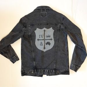 For king + country black denim jacket